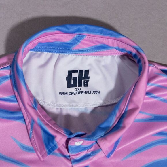 Greater Half Trippin' Zebra Performance Stretch Golf Polo Shirt Men's 2XL - Picture 4 of 4